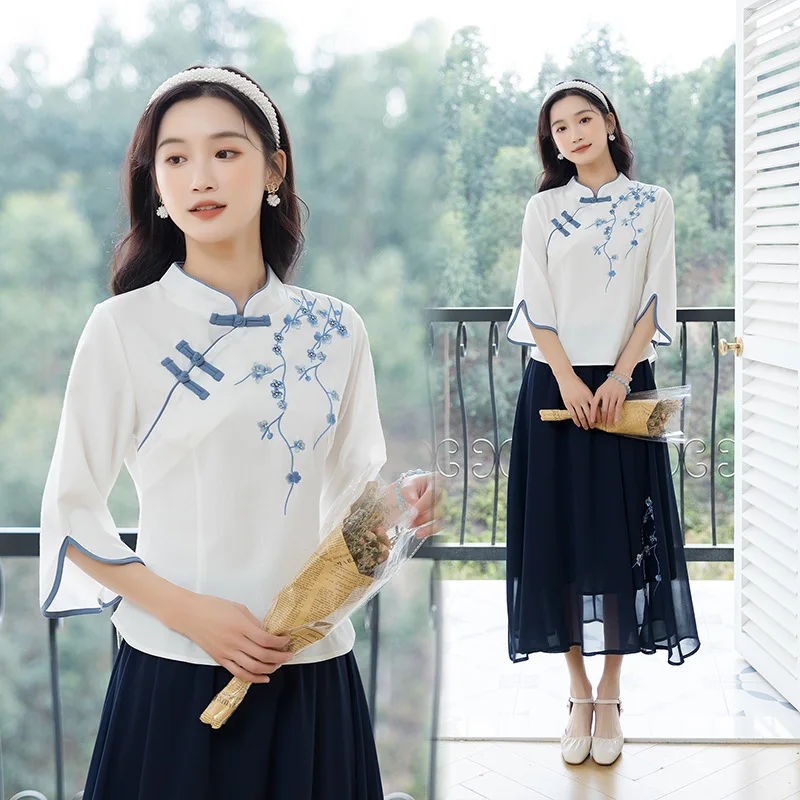2022 actual shooting of national style improved retro Chinese Style Embroidered top stand collar slim fit buckle versatile small
2022 actual shooting of national style improved retro Chinese Style Embroidered top stand collar slim fit buckle versatile small