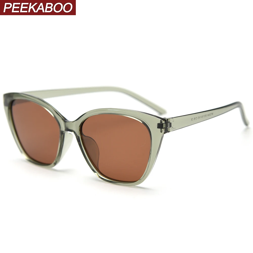 

Peekaboo TR90 polarized sunglasses for women light weight retro cat eye sun glasses uv400 green brown summer style ladies 2024