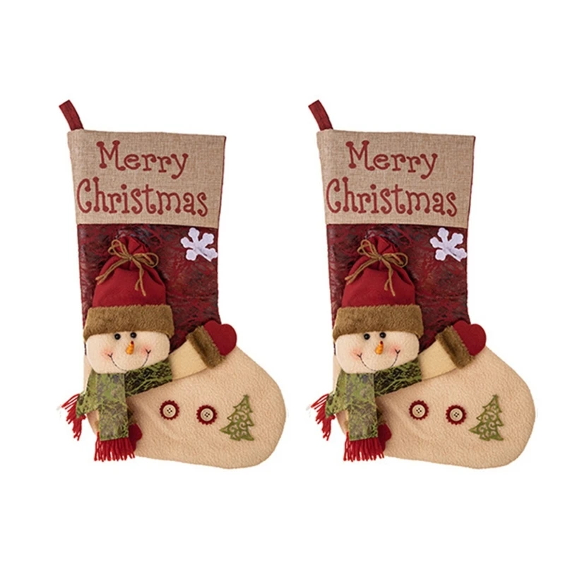 

YYSD Large Christmas Socks Santa Clause/Snowmen/Reindeer Candy Bag Tree Decorations Hanging Pendant 2024 New Year Gift Bag