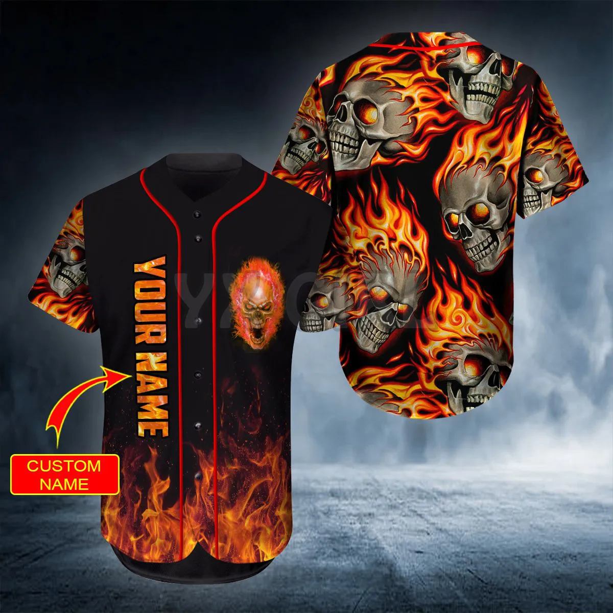 Ghost Fire Custom You Name Skull Baseball Jersey Shirt Us Size Love Skull Gift 3D Printed Men's Shirt Casual Shirts hip hop Tops
Ghost Fire Custom You Name Skull Baseball Jersey Shirt Us Size Love Skull Gift 3D Printed Men's Shirt Casual Shirts hip hop Tops