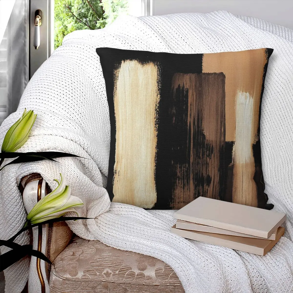 

Черно-коричневая квадратная наволочка, наволочка из полиэстера, Подушка на молнии, декоративная комфортная наволочка для дома, дивана