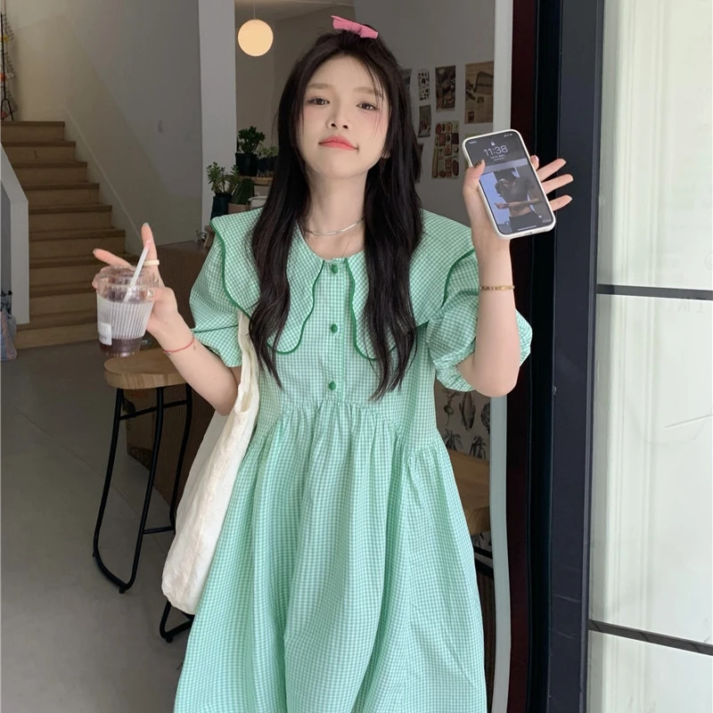 2023 New Sweet Age Reducing Doll Neck Bubble Sleeve Plaid Dress For Women Loose And Thin In Spring Free Shipping
2023 New Sweet Age Reducing Doll Neck Bubble Sleeve Plaid Dress For Women Loose And Thin In Spring Free Shipping