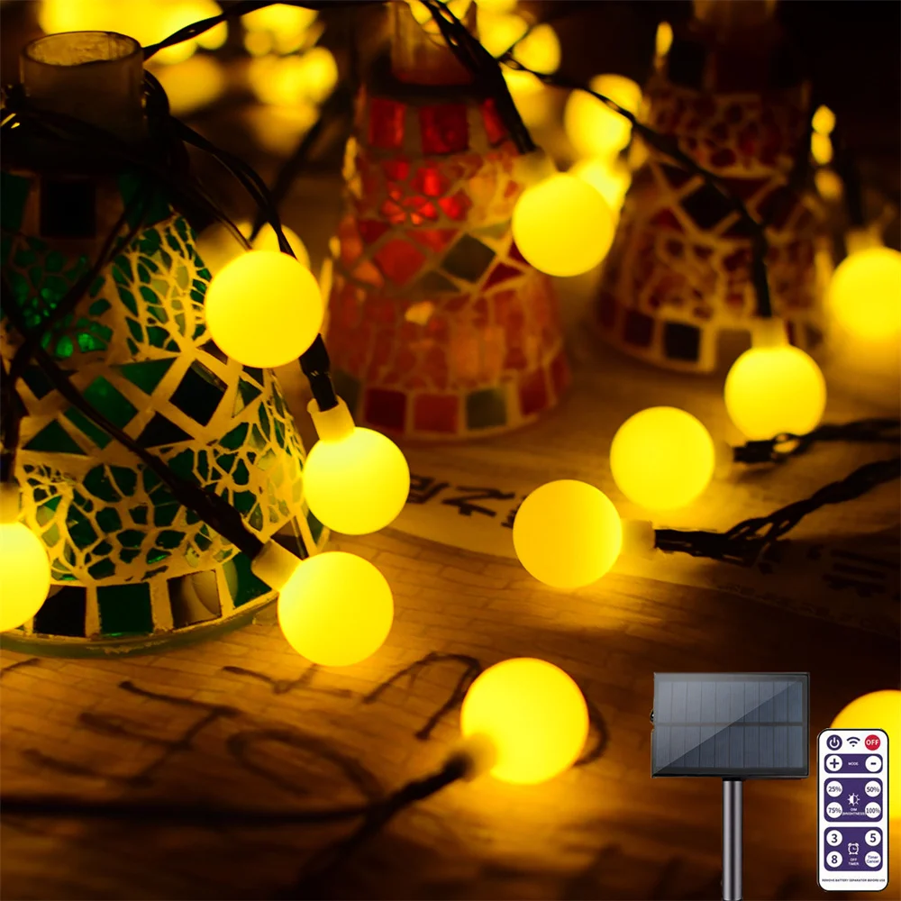 8 Mode Solar Powered LED Lights String Frosted Ball LED Fairy garland Light String For Room Wedding Garden Outdoor Decor
8 Mode Solar Powered LED Lights String Frosted Ball LED Fairy garland Light String For Room Wedding Garden Outdoor Decor