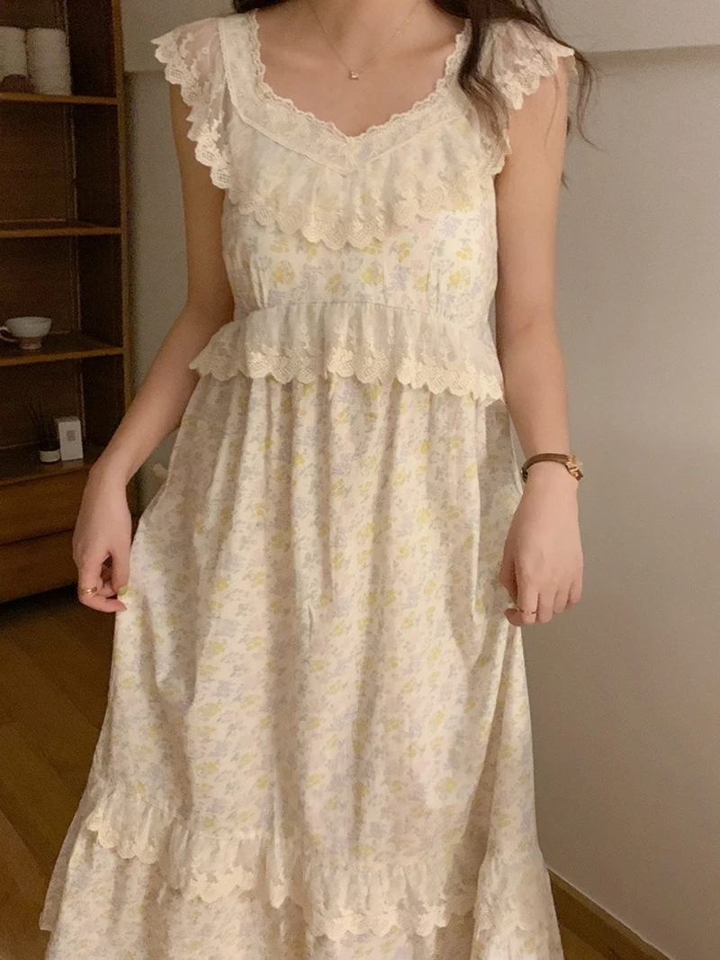 Women Korean Summer Princess Nightdress Ruffles Mesh Fairy Pajamas Sweet Print Kawaii Nightgowns Pure Cotton Sexy Home Clothes
Women Korean Summer Princess Nightdress Ruffles Mesh Fairy Pajamas Sweet Print Kawaii Nightgowns Pure Cotton Sexy Home Clothes