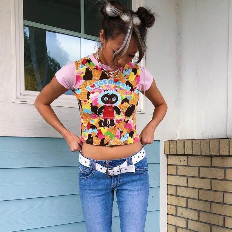2021 Summer Y2k Fashion Letter Printing Print Women Cute Short Sleeve T Shirt Crop Top Bodycon Sexy Streetwear Casual Clothes
2021 Summer Y2k Fashion Letter Printing Print Women Cute Short Sleeve T Shirt Crop Top Bodycon Sexy Streetwear Casual Clothes