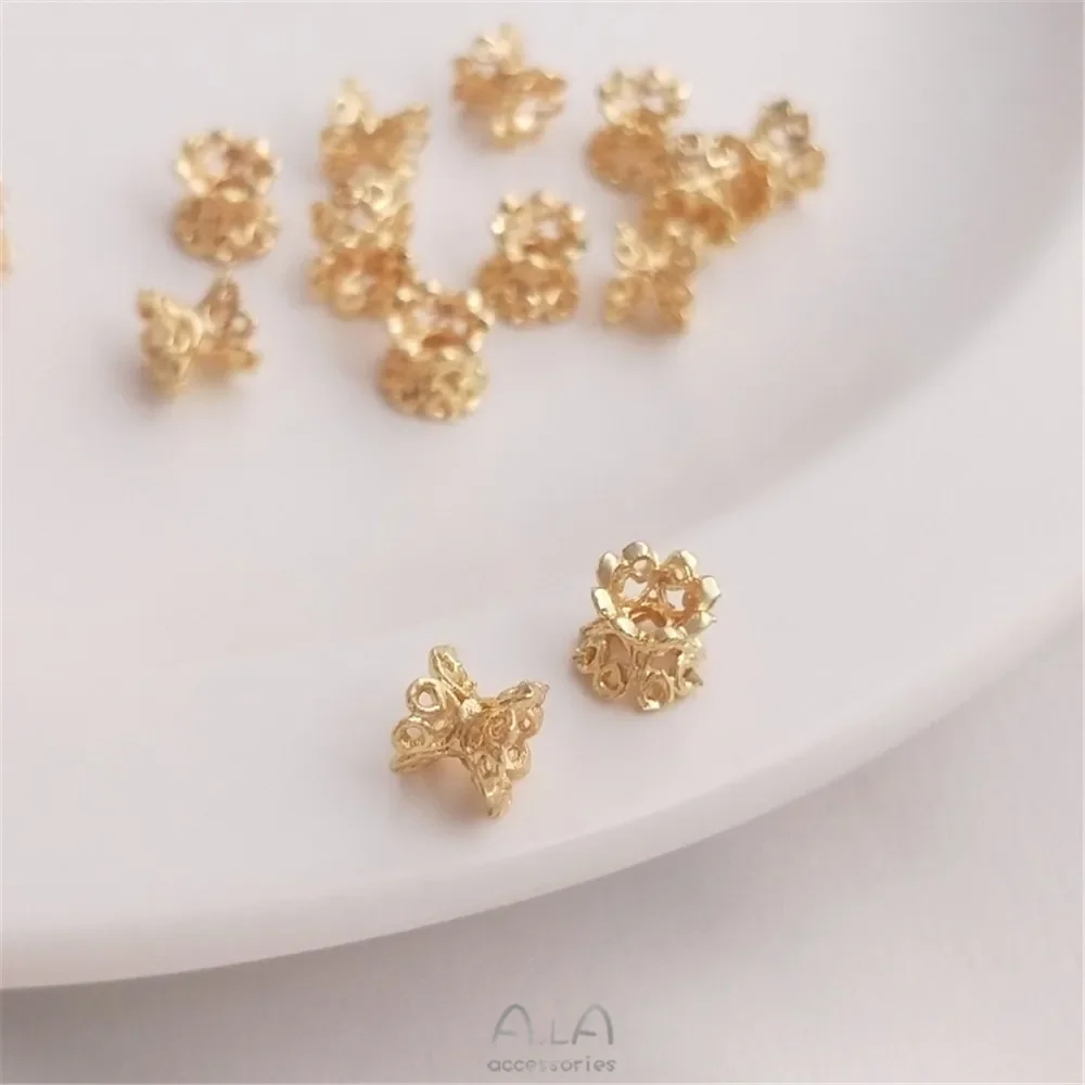 14K genuine gold hollowed out double-sided flower holder Hand Beaded DIY bracelet necklace accessories hand-made materials
14K genuine gold hollowed out double-sided flower holder Hand Beaded DIY bracelet necklace accessories hand-made materials