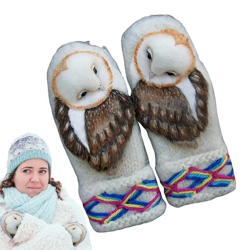 

Зимние теплые перчатки, мягкие вязаные варежки ручной работы в виде совы, зимние варежки для женщин и мужчин, для походов, кемпинга, походов, приключений на открытом воздухе