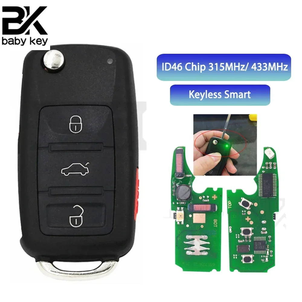 

BB Key for Audi A8 S8 2003 2004 2005 2006 2007 2008 2009 315/433MHz ID46 Chip 4E0837220B/J/L/D/M/E/N Keyless Smart Remote Key