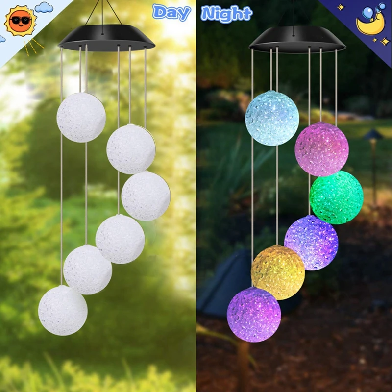 

Color Changing Solar Wind Chime Crystal Ball Hummingbird Wind Chime Lamp Waterproof Outdoor Use For Courtyard Garden Decoration