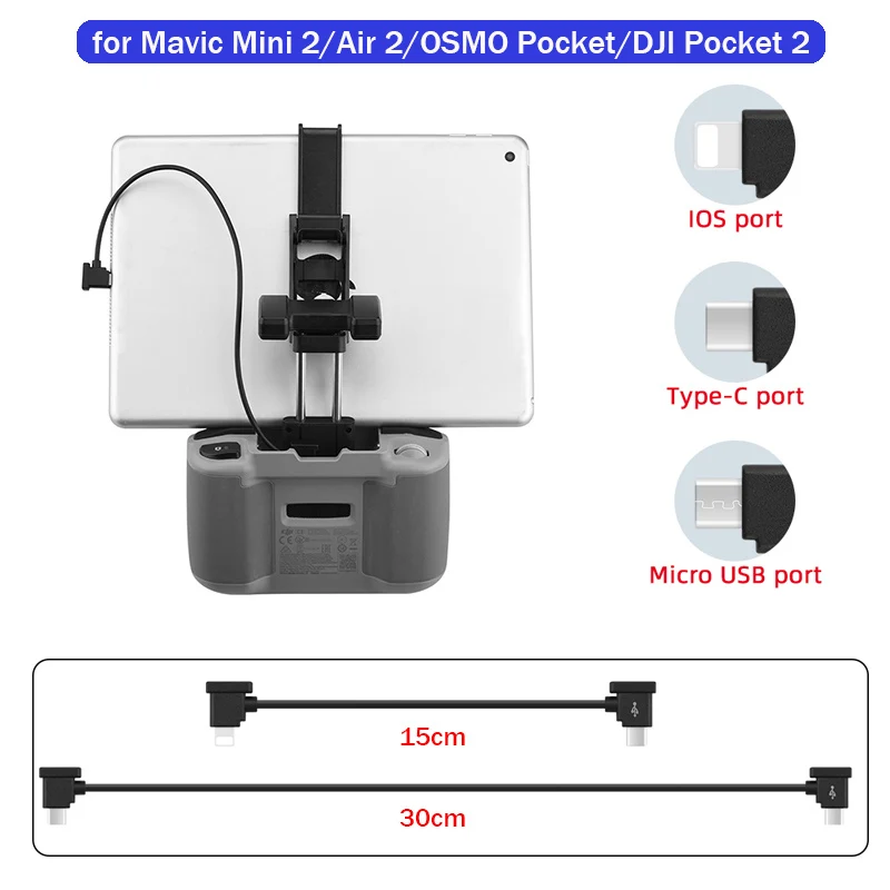 

Data Cable for DJI Mavic 3/Air 3/2S/Mini 2/MINI 3 PRO/MINI 4 PRO Drone Control IOS Type-C Micro-USB Adapter Wire