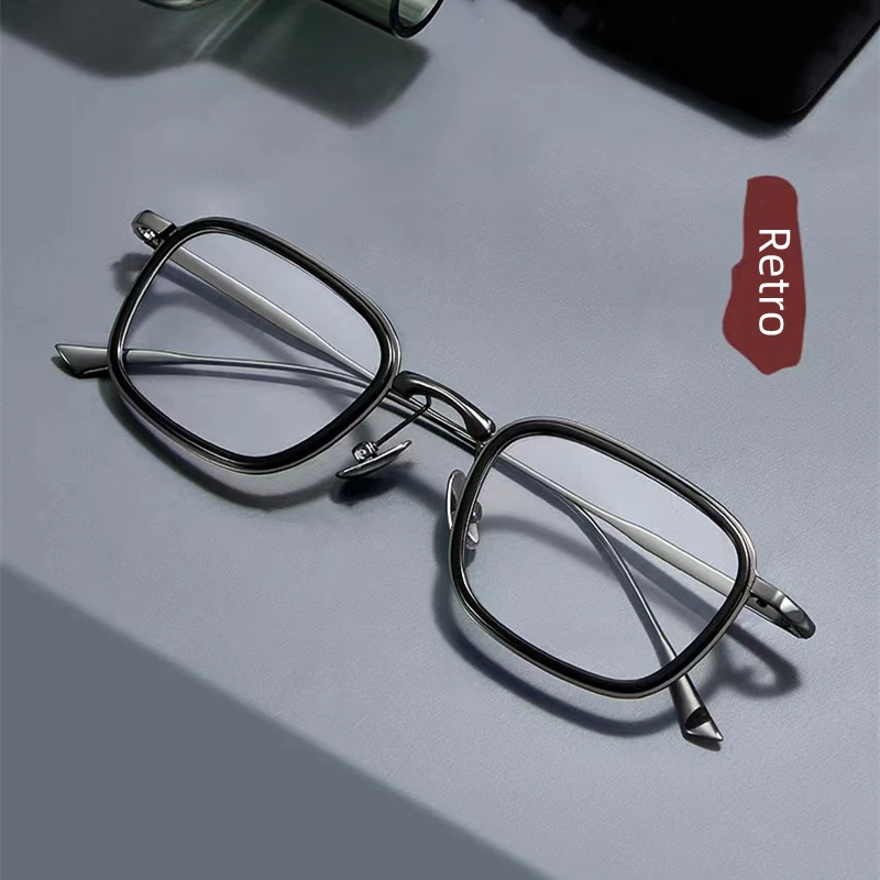 

High Luxury Pure Titanium Acetate Fiber Retro Minimalist Design Men Square Eyeglass Frame Optical Prescription Computer Glasses