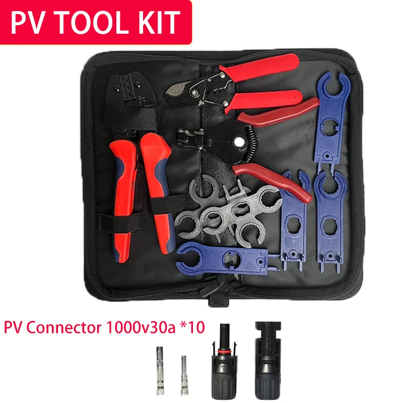 Solar Crimping Tool Cable Connector with Solar Connectors, Wire Cable Cutter, Spanner Wrench, All in 1 Oxford Bag,for 2.5/4/6mm²
Solar Crimping Tool Cable Connector with Solar Connectors, Wire Cable Cutter, Spanner Wrench, All in 1 Oxford Bag,for 2.5/4/6mm²