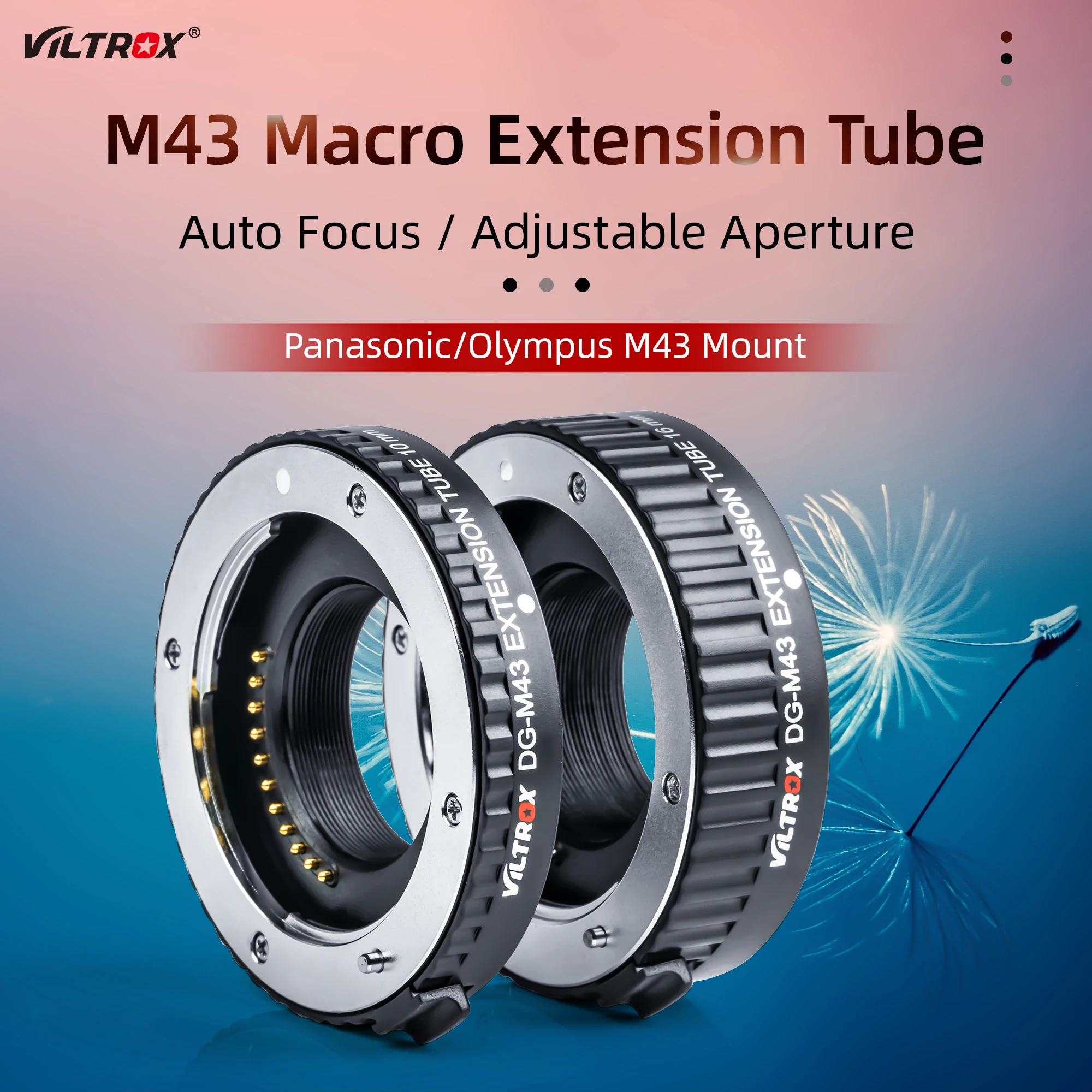 Viltrox DG-M43 Electronic Metal Auto Focus AF Macro Extension Tube Lens Adapter 10MM 16MM for Panasonic Olympus M43 Mount Camera
Viltrox DG-M43 Electronic Metal Auto Focus AF Macro Extension Tube Lens Adapter 10MM 16MM for Panasonic Olympus M43 Mount Camera