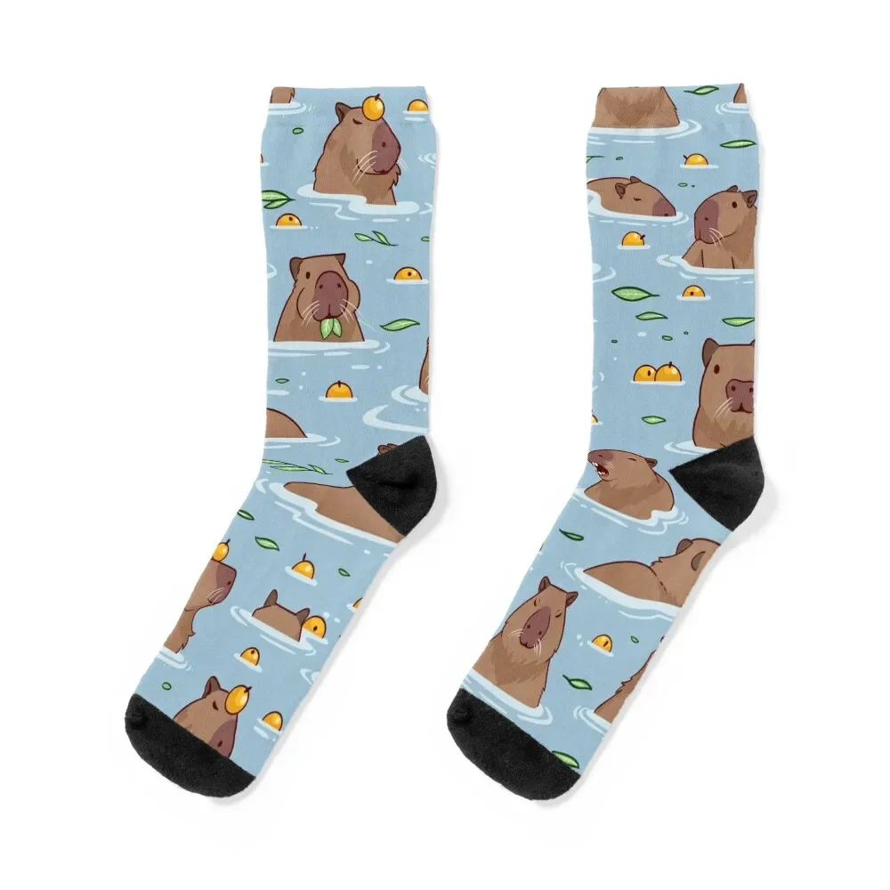 

Bathing Capybara Pattern Socks Stockings man cotton essential new in's Men Socks Women's