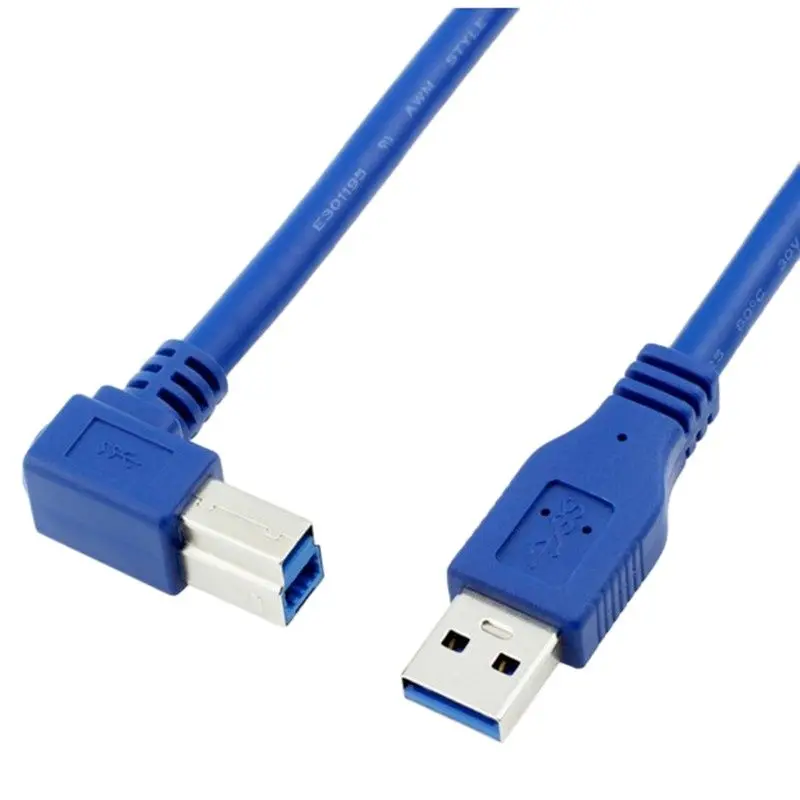 

90 Degree Right Angled USB 3.0 A Male AM to USB 3.0 B Type Male BM USB3.0 Cable 0.6m 1m For printer scanner HDD