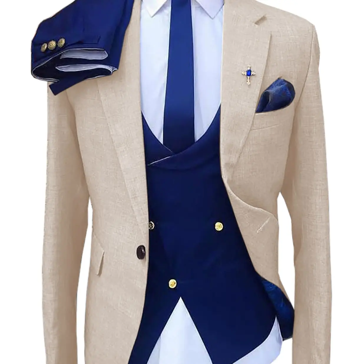 ( Blazer + Vest + Pants) Groom Wedding Dress Beige Classic Men's Formal Business Suit Three-Piece Set
( Blazer + Vest + Pants) Groom Wedding Dress Beige Classic Men's Formal Business Suit Three-Piece Set