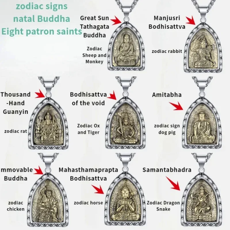 

Изысканный и модный новый зодиак покровитель Святой Натал Будда карта кулон ожерелье для мужчин и женщин ювелирные изделия подарки