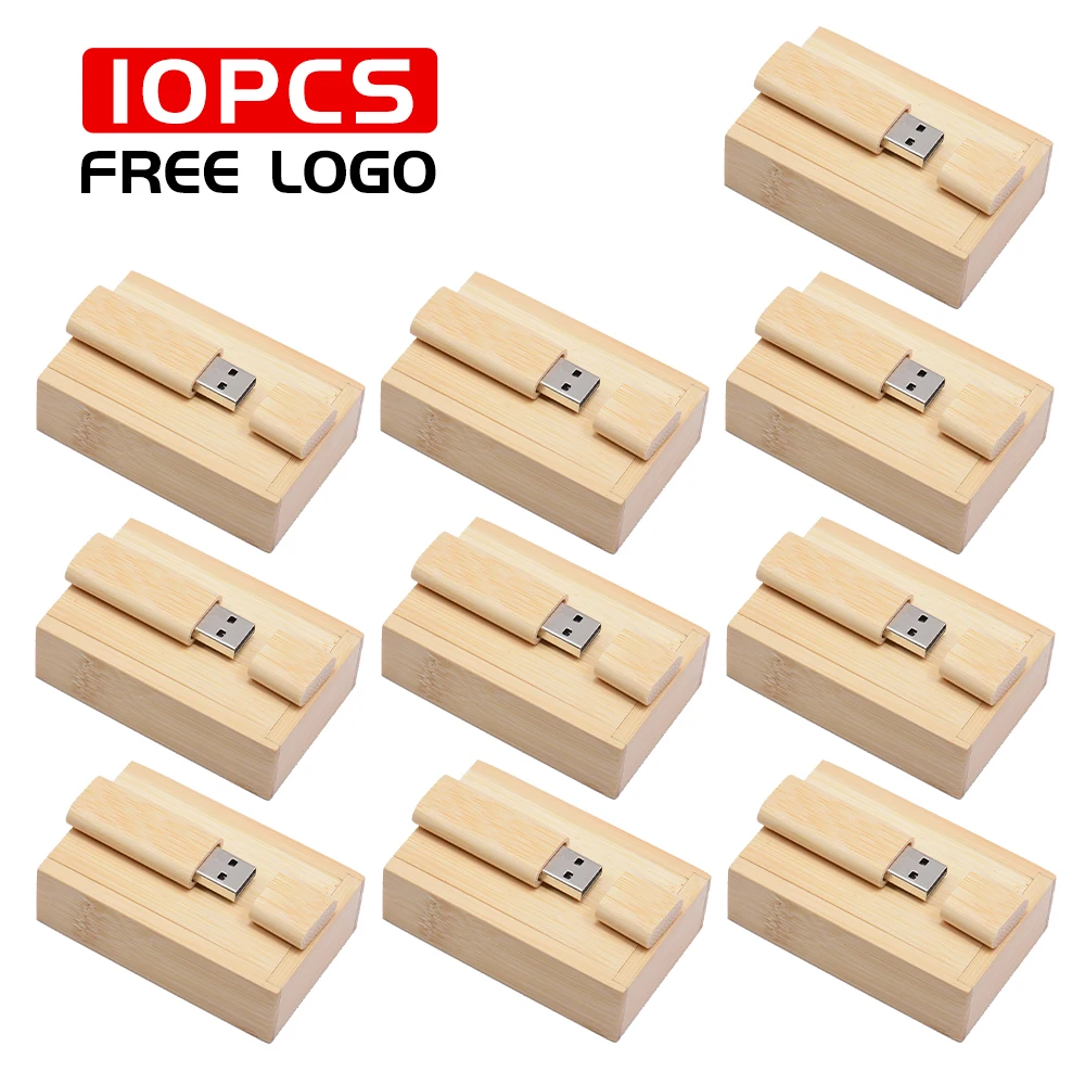 

10PCS/LOT Free Custom Logo Wooden Flash Drive 4GB Pen Drives 32G Maple USB 2.0 Memory Stick 16G Bamboo U Disk 128GB Wedding Gift