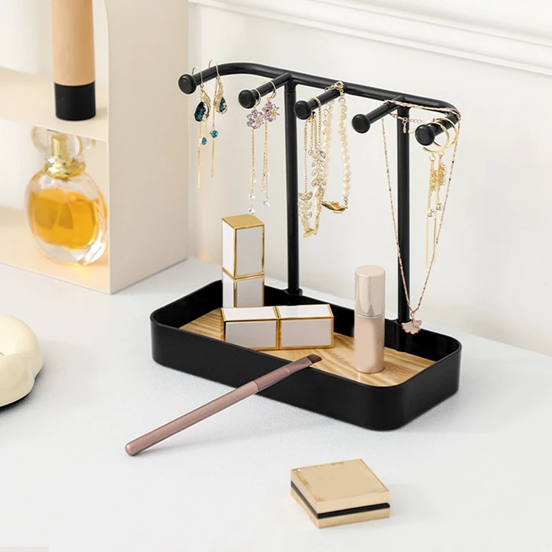 Jewelry Organizer Stand, Necklaces Holder With Wooden Tray, Necklace Display Stand Jewelry Storage Hooks
Jewelry Organizer Stand, Necklaces Holder With Wooden Tray, Necklace Display Stand Jewelry Storage Hooks