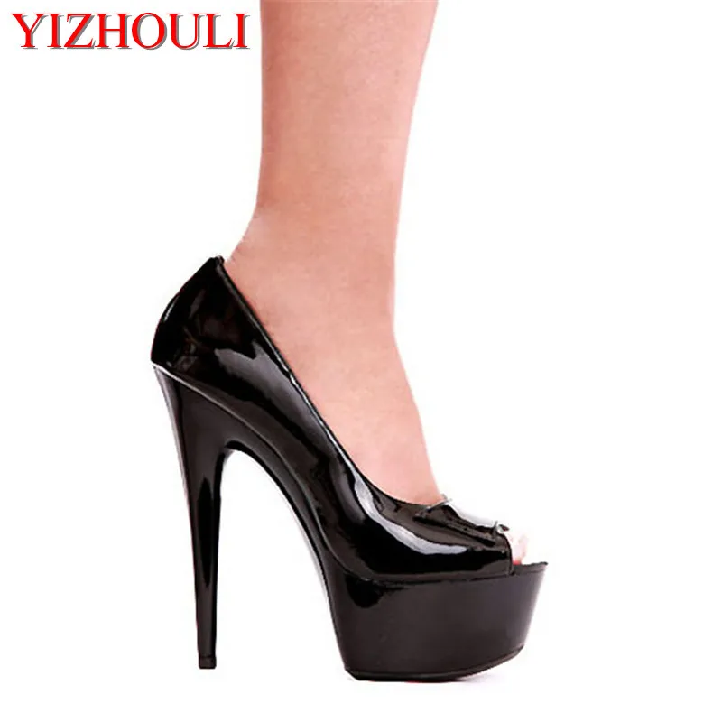 

Platform Peep Toe Pumps for Women Party 6 inch High heels Shoes 15cm purple with black sexy Exotic Dancer shoes