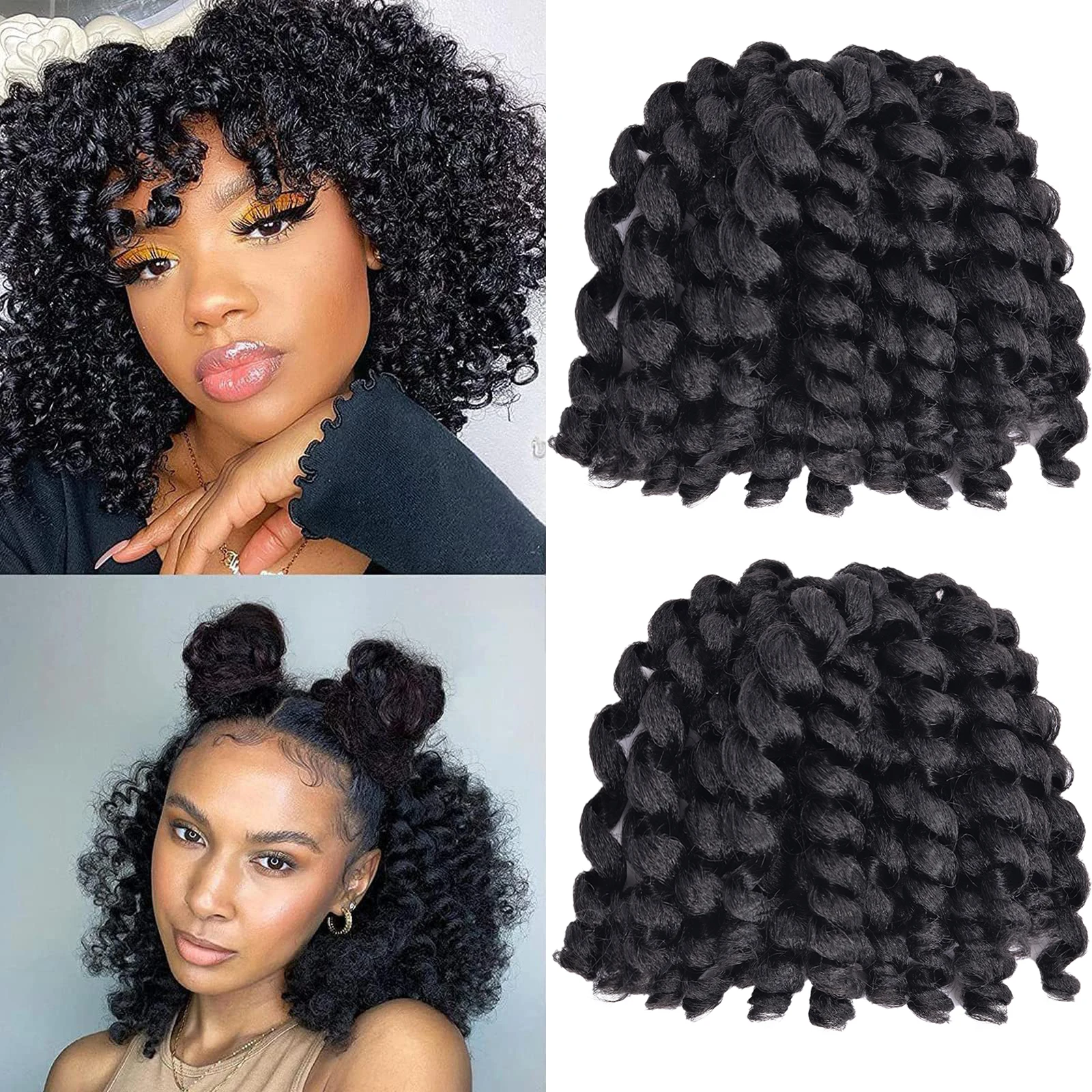 

Ombre Braiding Hair Jumpy Wand Curl Crochet Braids Synthetic Crochet Hair Extension for Black Women Jamaican Bounce Curly Hair