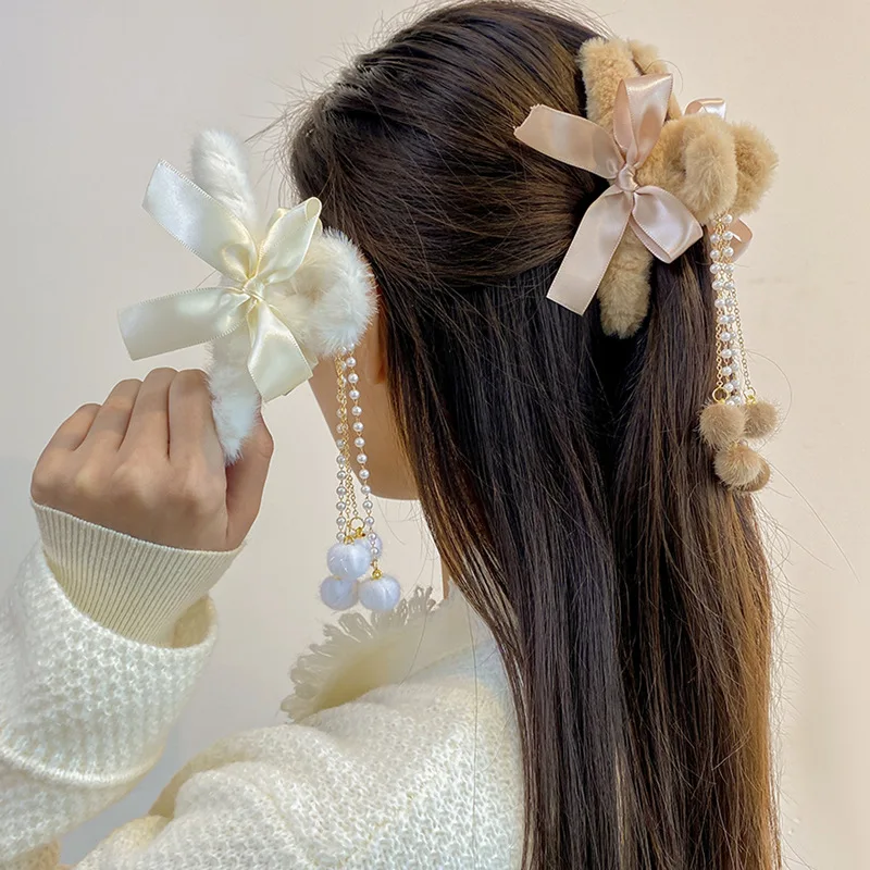 Winter Plush Claw Bow Tassel Hairpin Best Claw Clips For Thick Hair Women Accessories New Rose Hair Claws Cute Hair Clip
Winter Plush Claw Bow Tassel Hairpin Best Claw Clips For Thick Hair Women Accessories New Rose Hair Claws Cute Hair Clip