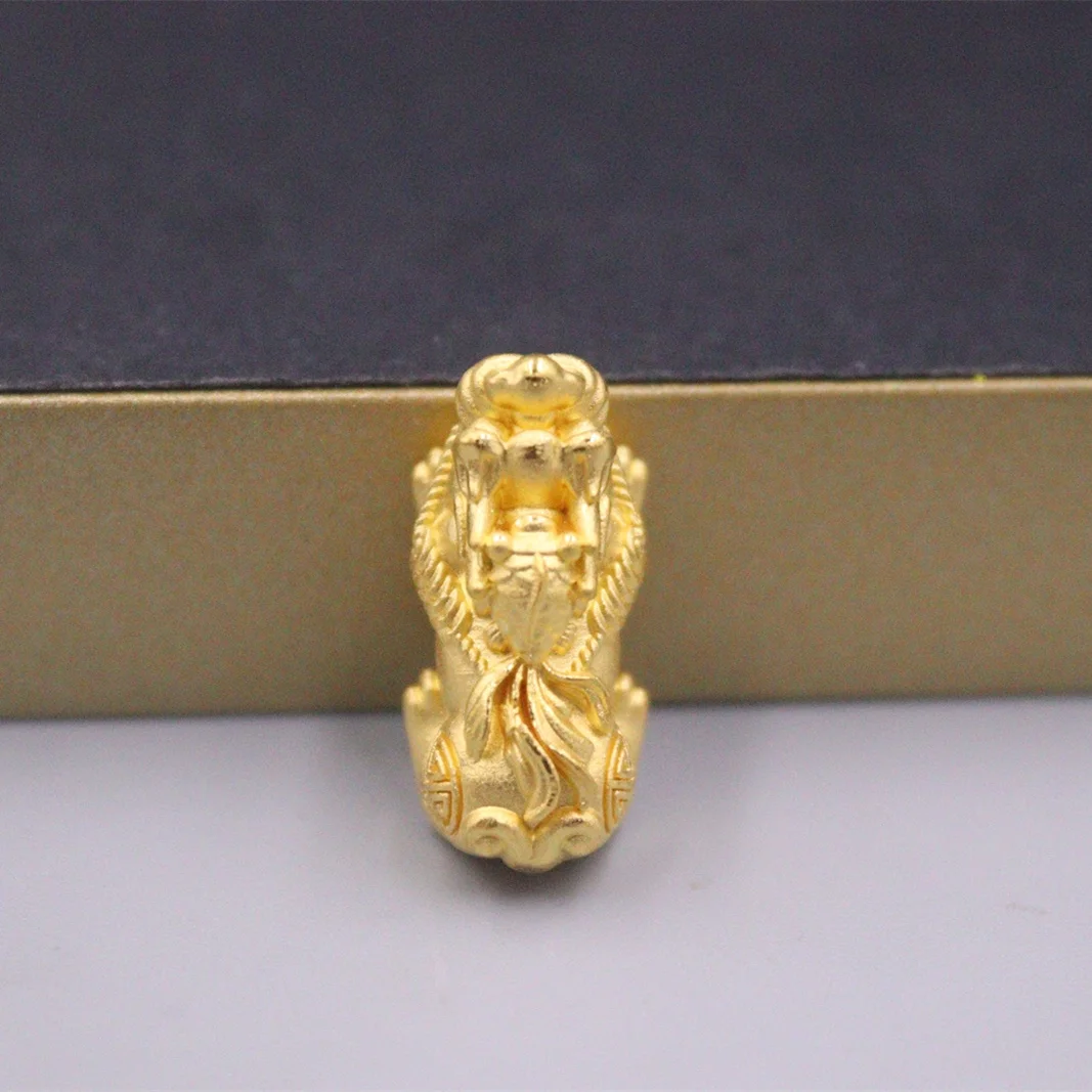 

1pcs Pure 999 24K Yellow Gold Women Lucky 3D Golden Fish Pixiu Pendant 0.9-1.1g