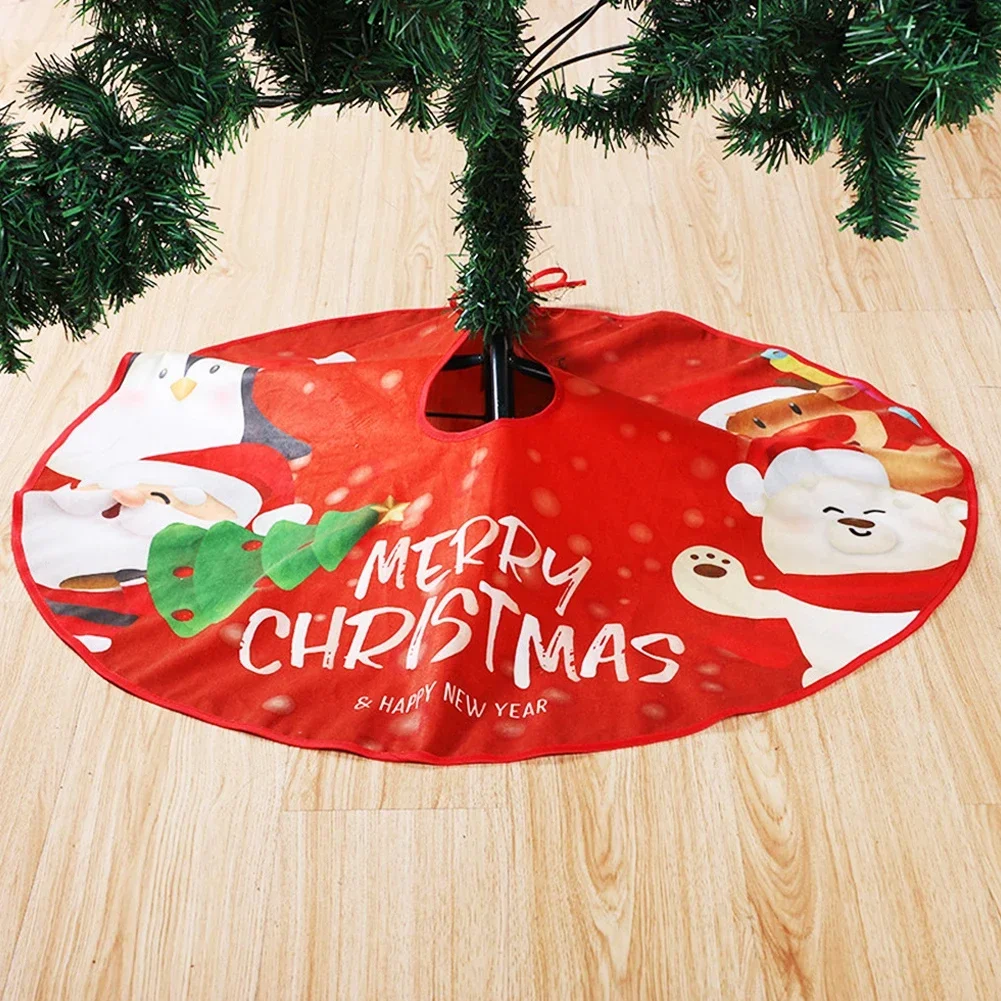 

90cm Santa Claus Snowflake Merry Christmas Mat Reusable Christmas Tree Skirt Foldable Xmas Tree Mat Home Party Ornament Decor