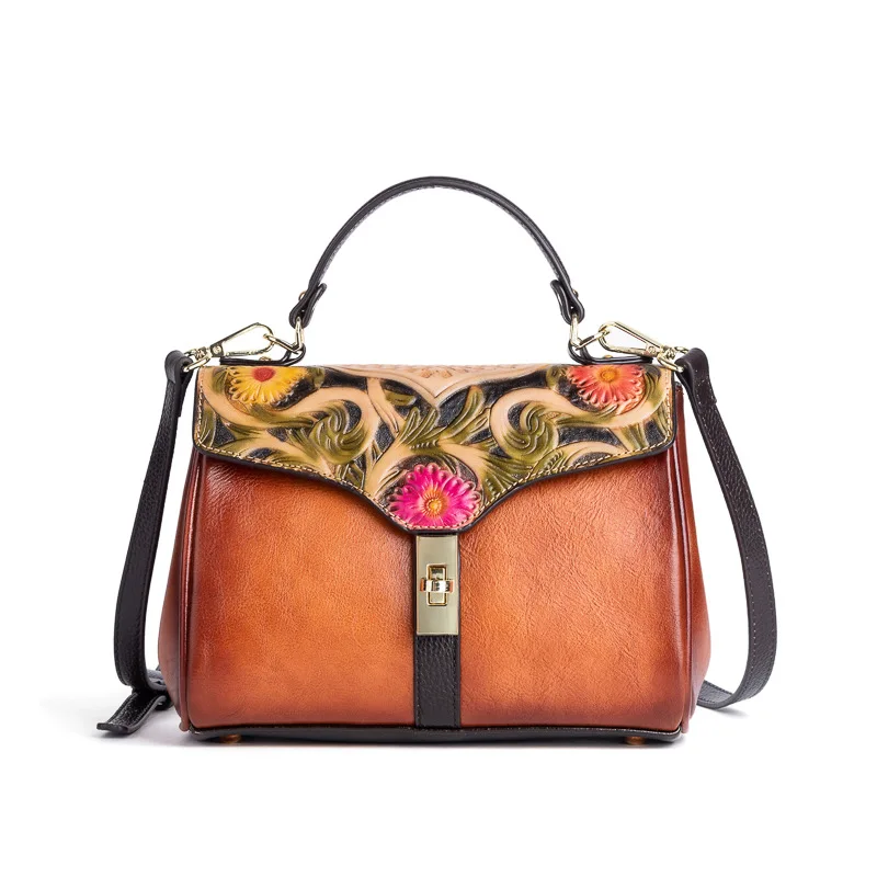 Vintage Genuine Leather Handbag Woman First Layer Cow Leather Tote Bags Floral Ladies Cowhide Shoulder or Messenger Bag
Vintage Genuine Leather Handbag Woman First Layer Cow Leather Tote Bags Floral Ladies Cowhide Shoulder or Messenger Bag