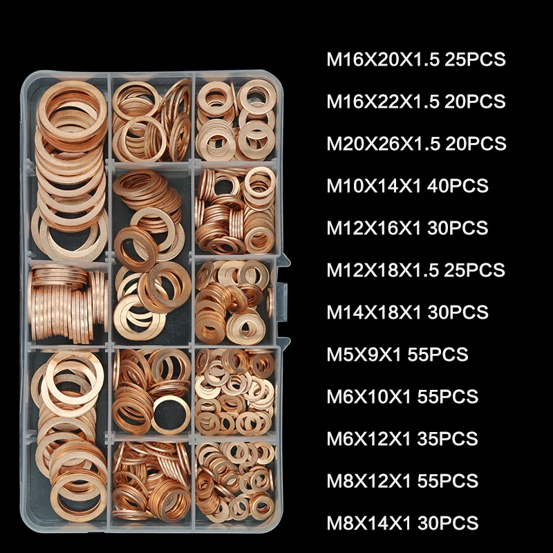 420Pcs Copper Sealing Solid Gasket Washer Sump Plug Oil For Boat Crush Flat Seal Ring M5/M6/M8/M10/M12/M14/M16/M20
420Pcs Copper Sealing Solid Gasket Washer Sump Plug Oil For Boat Crush Flat Seal Ring M5/M6/M8/M10/M12/M14/M16/M20