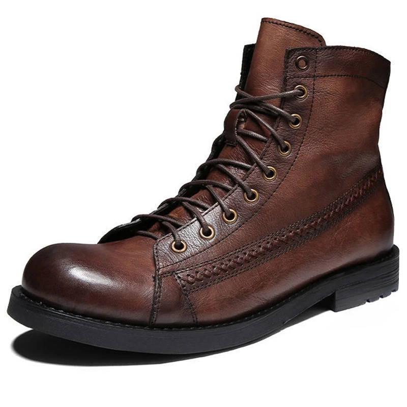 High Quality Men's Leather Boots Vintage Men Boots Lace Up Motorcycle Boots Nice New Autumn Winter Shoes Men's Ankle Boots
High Quality Men's Leather Boots Vintage Men Boots Lace Up Motorcycle Boots Nice New Autumn Winter Shoes Men's Ankle Boots