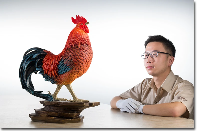 

51CM large Asia HOME Company SHOP color Copper TOP Sculpture art Fortune COCK DA JI DA LI GOOD LUCK Mascot FENG SHUI statue