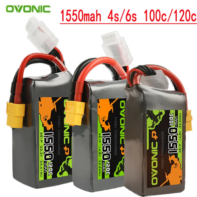 

1550mAh 100C/120C 14.8V/22.2V LiPo Battery For RC Helicopter Quadcopter FPV Racing Drone Parts 4S/6S Rechargeable Battery