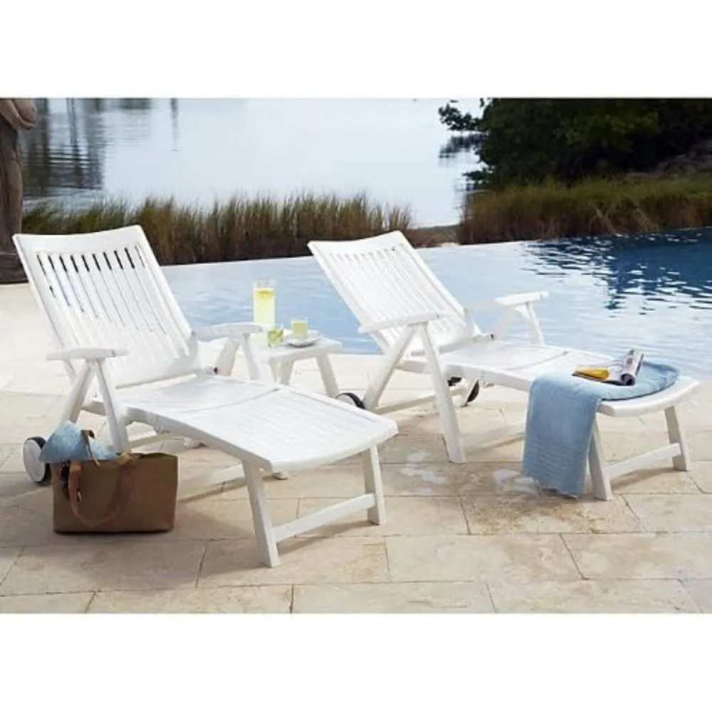 Outdoor white resin folding lounge chair with rollers 73 inches deep x 28 inches wide x 39.5 inches high free shipping
Outdoor white resin folding lounge chair with rollers 73 inches deep x 28 inches wide x 39.5 inches high free shipping