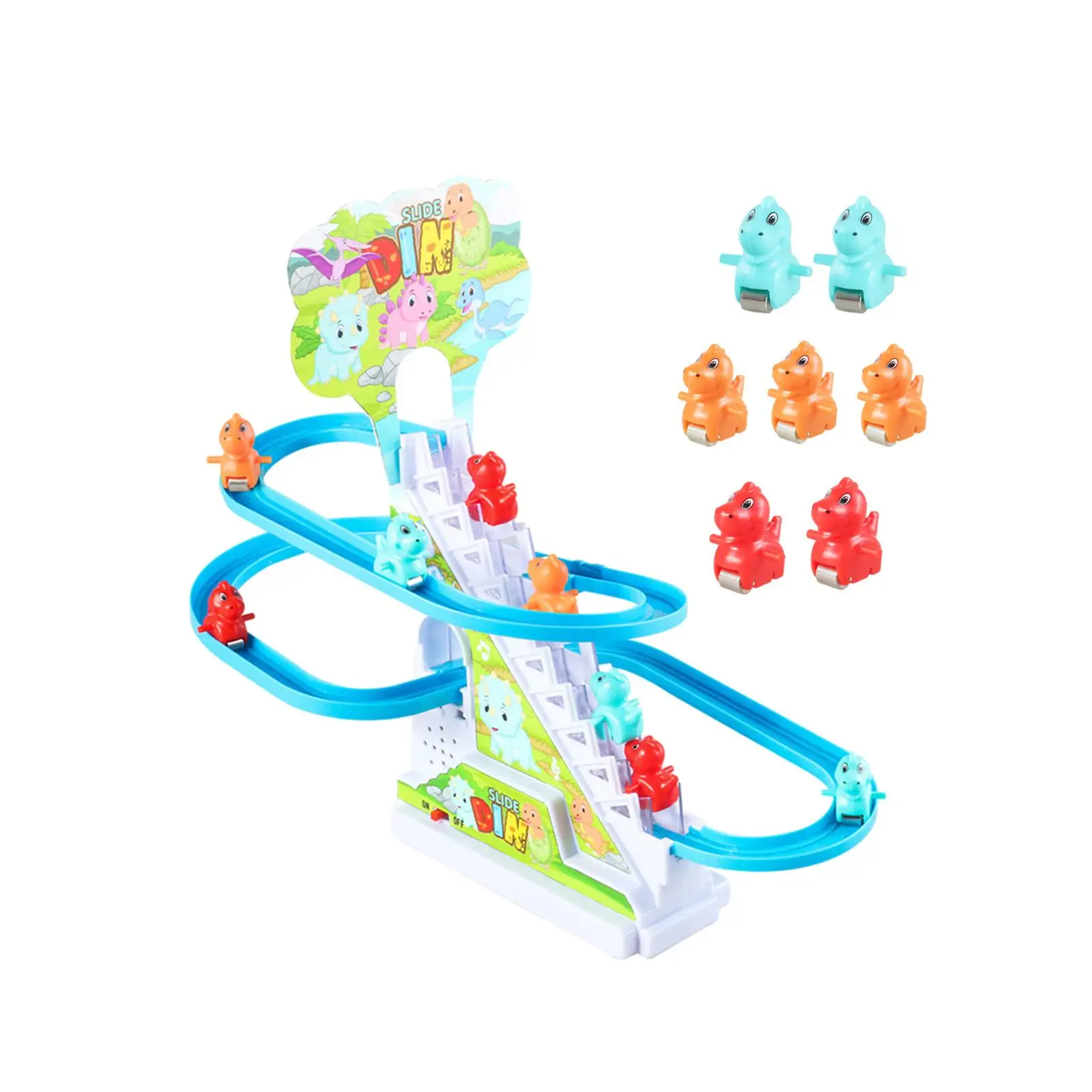 

Electric Dinosaur Climbing Stairs Toy Puzzle Playsets with LED Flashing Lights Music for Kids Ages 3-7 Baby Funny Birthday Gift