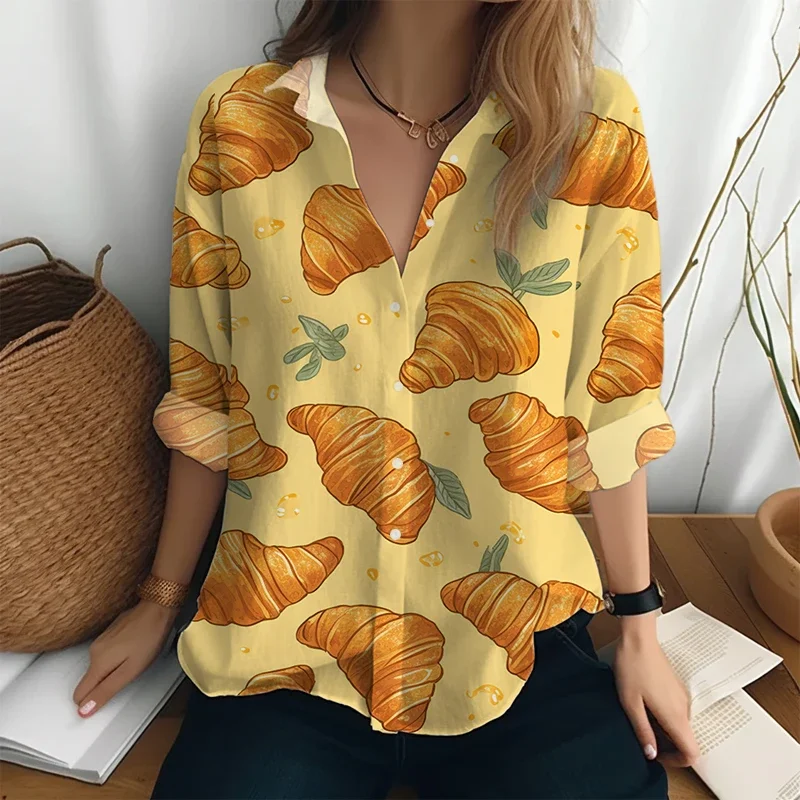 Funny Croissant 3D Printed Shirt Top Loose Casual Large 2024 Season Spring and Autumn Women's Harajuku Style Shirt 
Funny Croissant 3D Printed Shirt Top Loose Casual Large 2024 Season Spring and Autumn Women's Harajuku Style Shirt