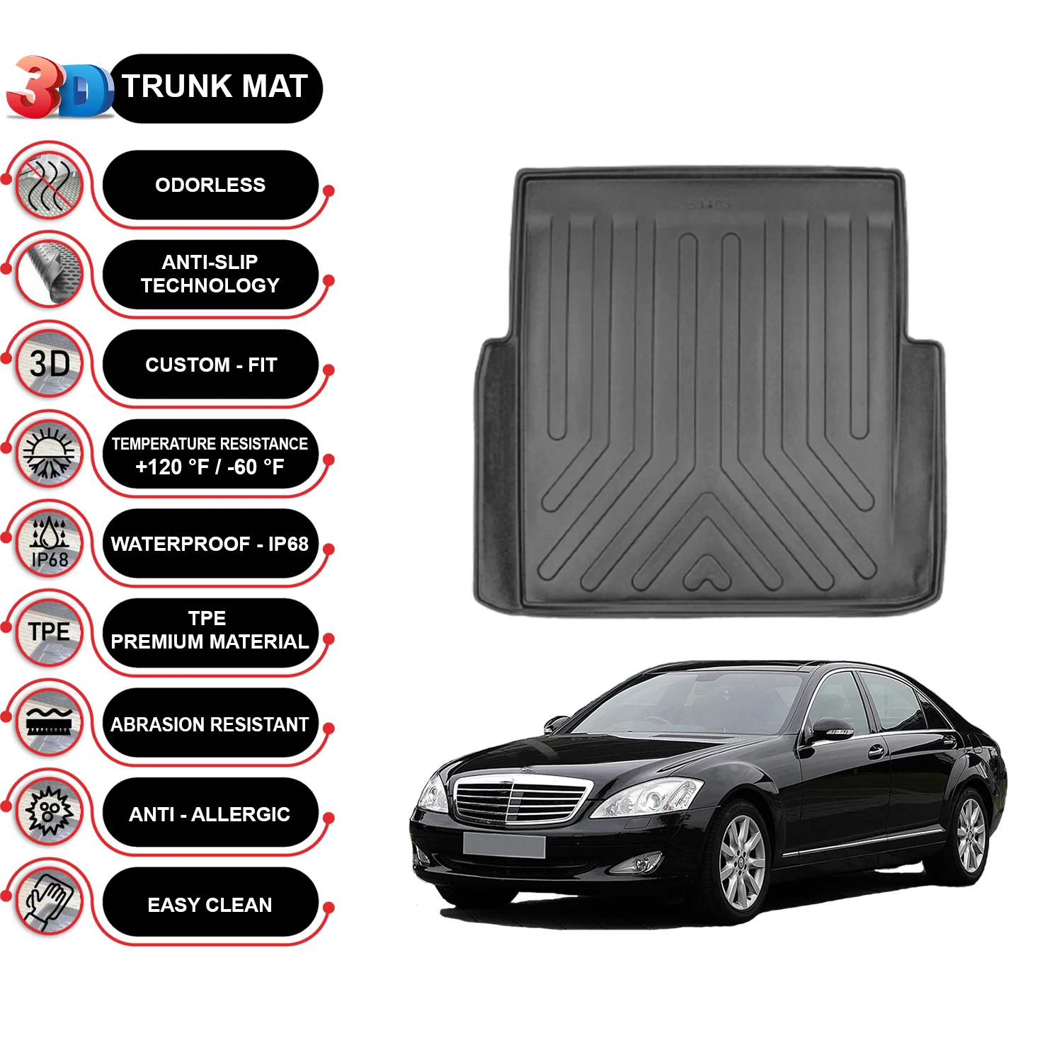 Mercedes S Class W221 2006-2013 Cargo Liner Rear Trunk Floor Mat
Mercedes S Class W221 2006-2013 Cargo Liner Rear Trunk Floor Mat