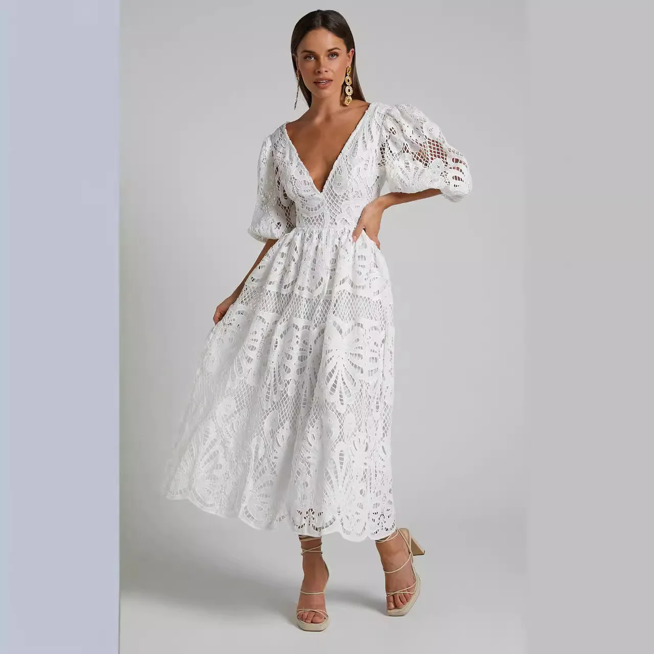 Women Sexy Beach Dresses Swimwear Boho Bikini Cover Up Kimono Half Sleeve Robe Dress Flower