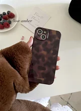 Vintage Amber Leopard Soft Phone Case for Iphone 11 12 13 14 Pro Max Plus Ins Popular Gift Cover for Woman Girl