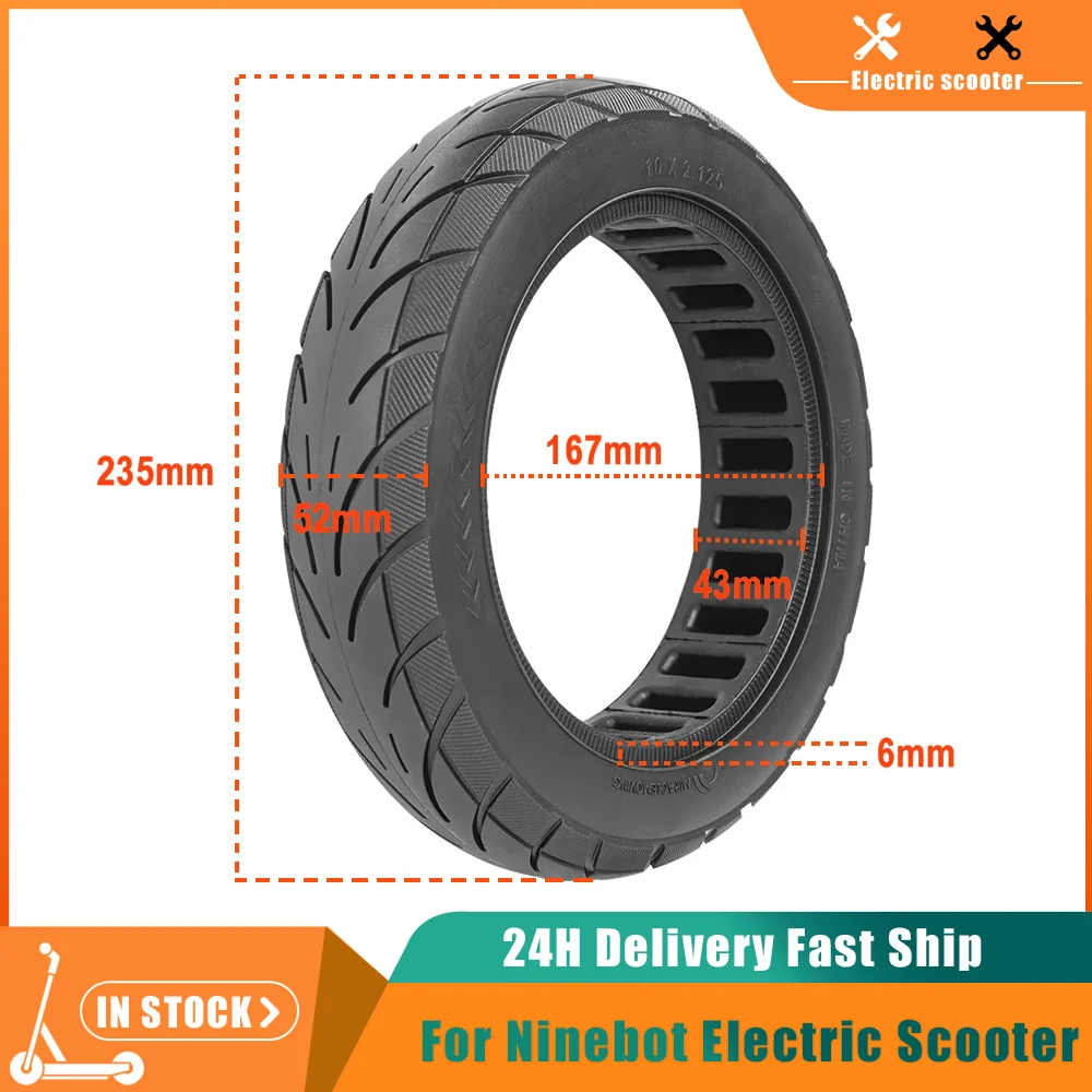 

10 Inch 10x2.125 Rubber Solid Tire For Ninebot Segway F20 F25 F30 F40 Electric Scooter Tubeless Thickened Explosion Proof Tyre