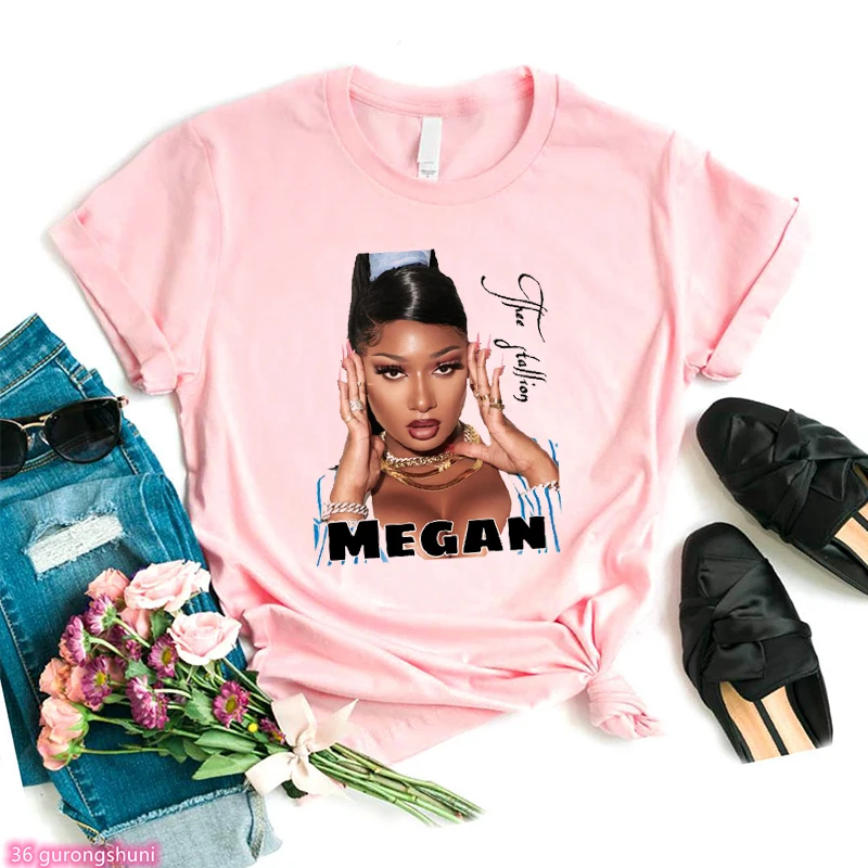

New Women'S T-Shirt Rapper Megan Thee Stallion Graphic Print Femme T-Shirt Casual Hip-Hop Women'S Shirt Summer 90s Girls Tshirts