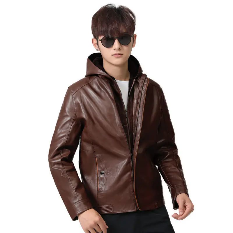 New Men's Leather Jackets Autumn Casual Motorcycle PU Jacket Biker Leather Coats Brand Clothing Large Size Hooded Outwear E378
New Men's Leather Jackets Autumn Casual Motorcycle PU Jacket Biker Leather Coats Brand Clothing Large Size Hooded Outwear E378