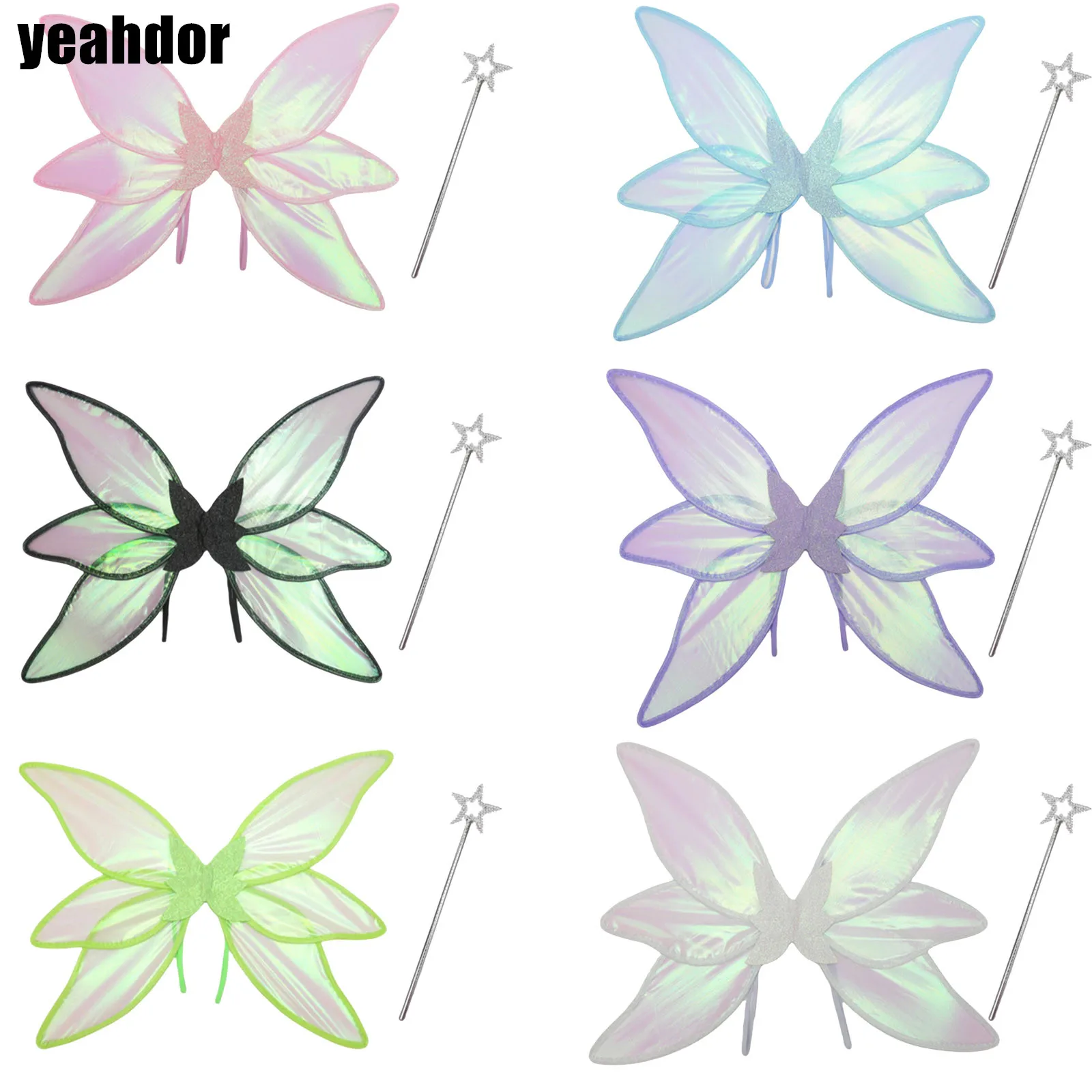 Kids Girls Fairy Cosplay Fairy Wings Dress Up Costume Performance Accessories Six-pieces Butterfly Wings with Star Wand Set
Kids Girls Fairy Cosplay Fairy Wings Dress Up Costume Performance Accessories Six-pieces Butterfly Wings with Star Wand Set