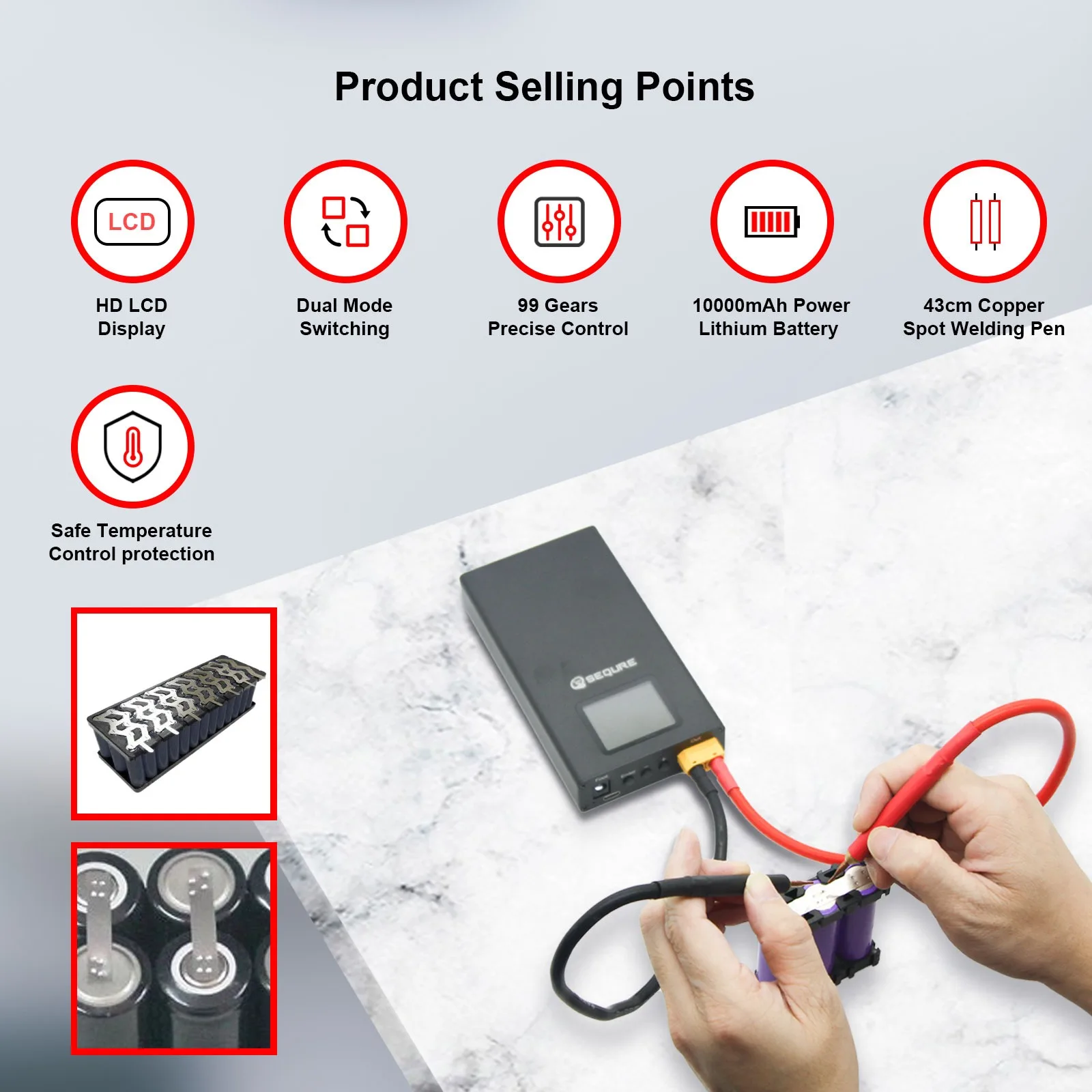 SEQURE SQ-SW2 Mini Portable Rechargeable Spot Welding Machine LCD Color Screen Display DIY Battery Pack
SEQURE SQ-SW2 Mini Portable Rechargeable Spot Welding Machine LCD Color Screen Display DIY Battery Pack