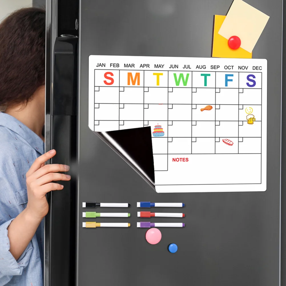 

Magnetic Erasable Weekly and Monthly Plan Note Message Board Refrigerator Schedule Pvc Whiteboard Sticker Fridge Planner Cotton