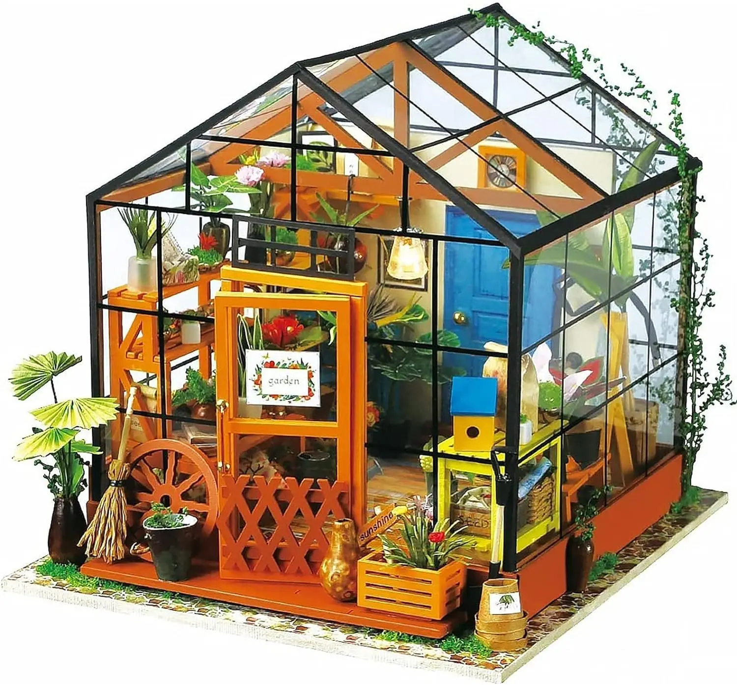 

Мини-дом Robotime, Цветочный дом Кейти, кукольный домик «сделай сам», деревянный миниатюрный комплект мебели со светодиодом, лучшие подарки на день рождения