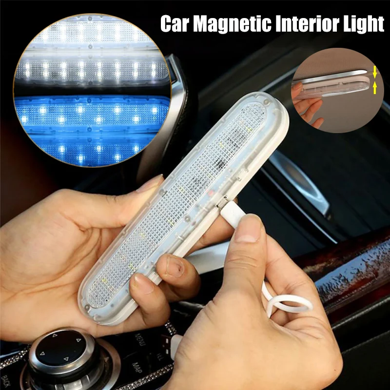 

Магнитный USB Перезаряжаемый Автомобильный светодиодный светильник, беспроводной внутренний потолочный светильник для чтения на крыше, дверь, ножной багажник, ящик для хранения, прицеп, грузовик