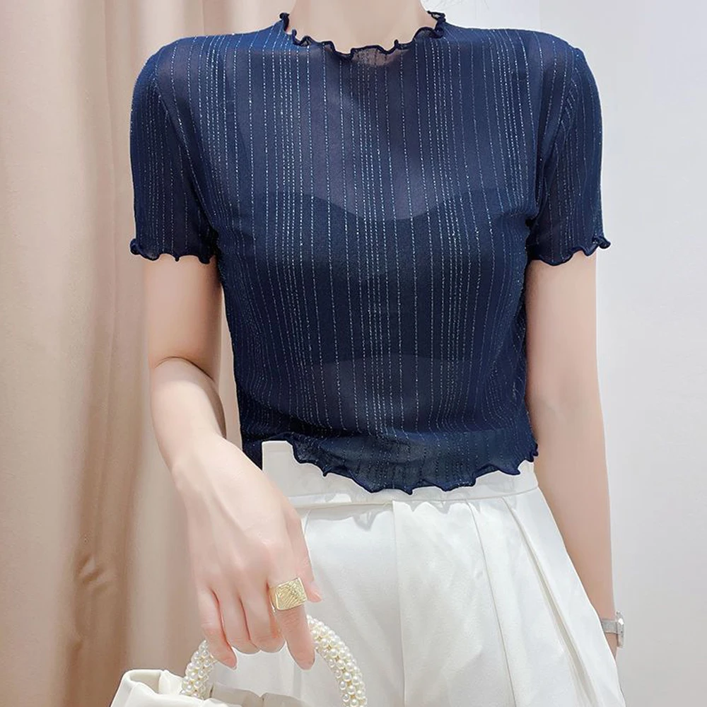 Spring Summer Women Transparent Shiny T Shirt Club Party Mini Short T-shirt Short Sleeve Tee Sexy Thin Female Blouses Tops
Spring Summer Women Transparent Shiny T Shirt Club Party Mini Short T-shirt Short Sleeve Tee Sexy Thin Female Blouses Tops