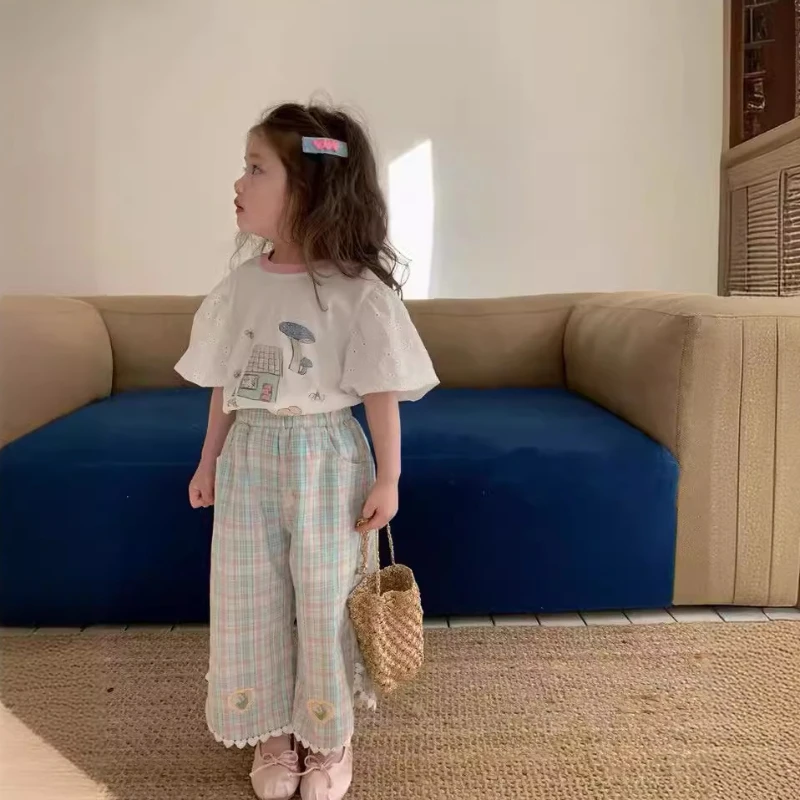 Girls Set Children Cartoon Short T-shirt Checkered Casual Pants Fashionable Kids Clothes Girl Toddler Girl Clothes Ropa De Niña
Girls Set Children Cartoon Short T-shirt Checkered Casual Pants Fashionable Kids Clothes Girl Toddler Girl Clothes Ropa De Niña