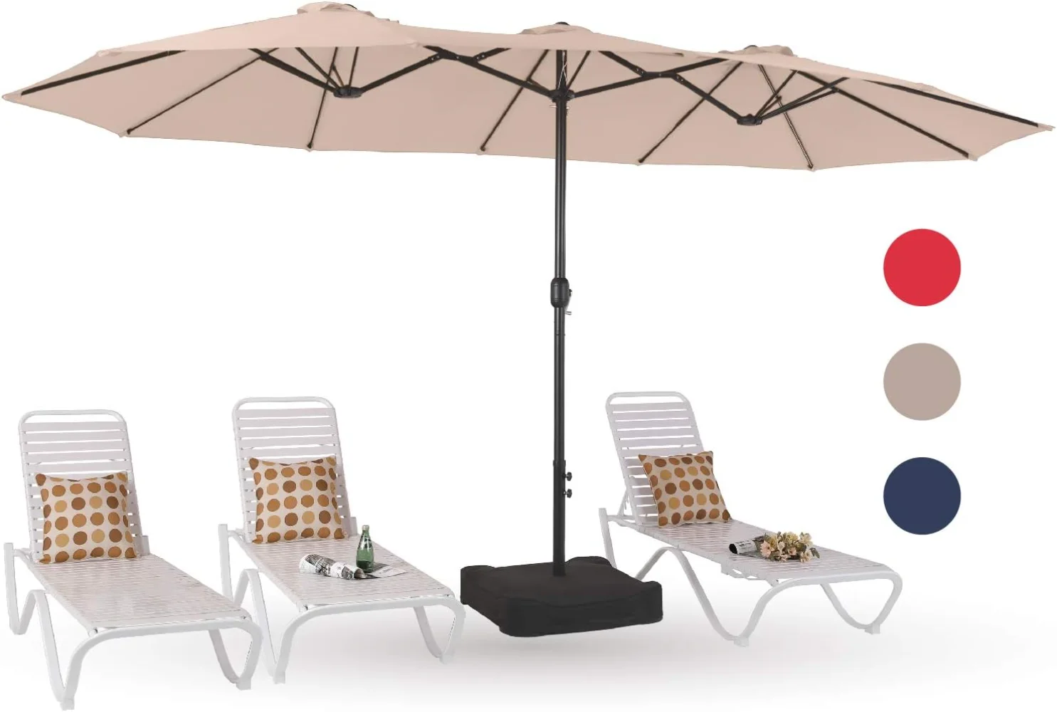 

PHI VILLA 15ft большие зонты для внутреннего дворика с основанием, открытый двусторонний прямоугольный зонтик для рынка с